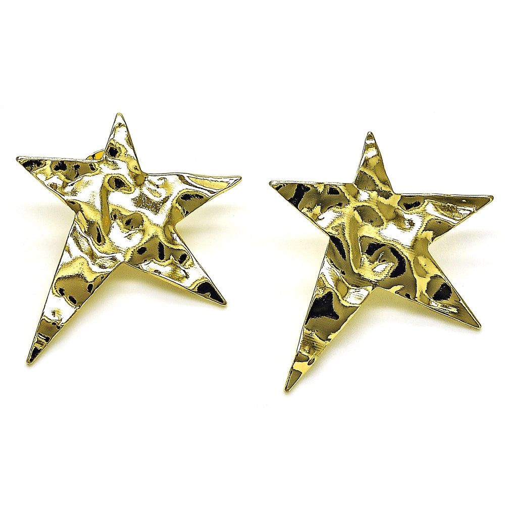 Oro Laminado Stud Earring, Gold Filled Style Star Design, Polished, Golden Finish