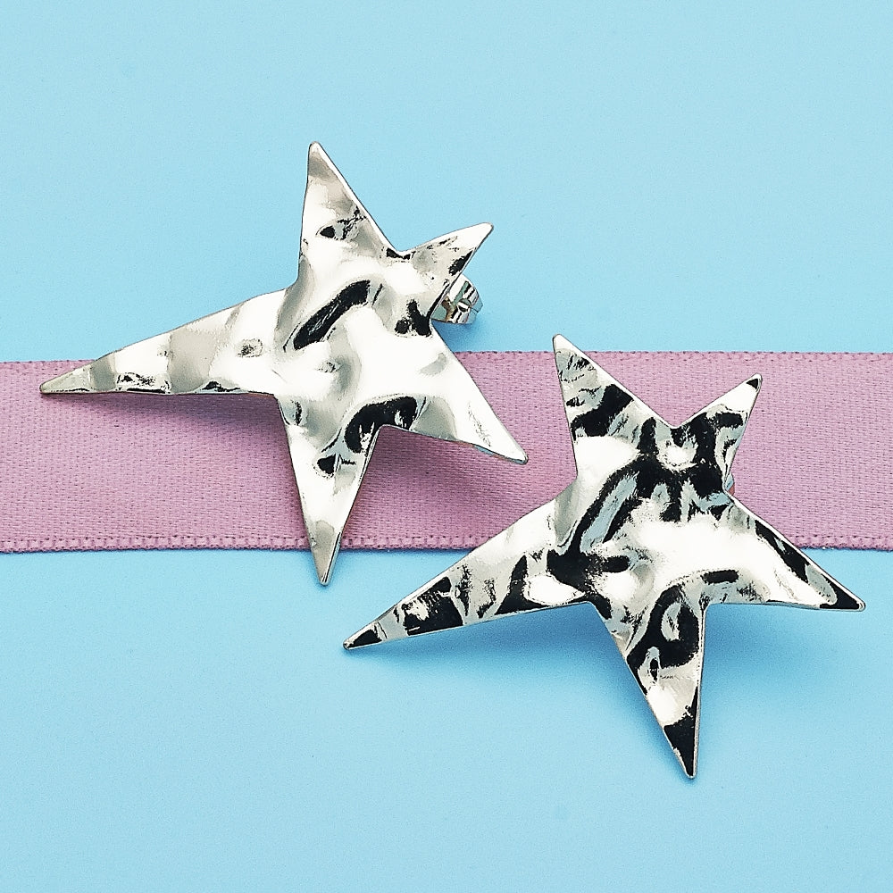 Oro Laminado Stud Earring, Gold Filled Style Star Design, Polished, Golden Finish
