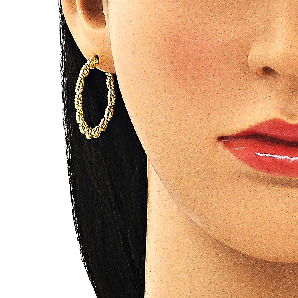 Oro Laminado Medium Hoop, Gold Filled Style Twist Design, Polished, Golden Finish