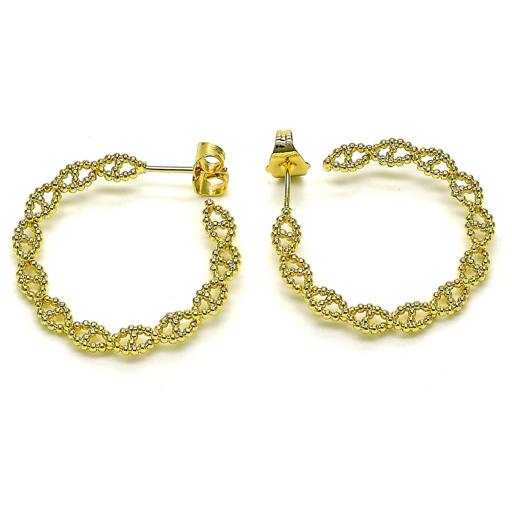 Oro Laminado Medium Hoop, Gold Filled Style Twist Design, Polished, Golden Finish