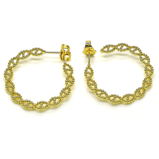 Oro Laminado Medium Hoop, Gold Filled Style Twist Design, Polished, Golden Finish