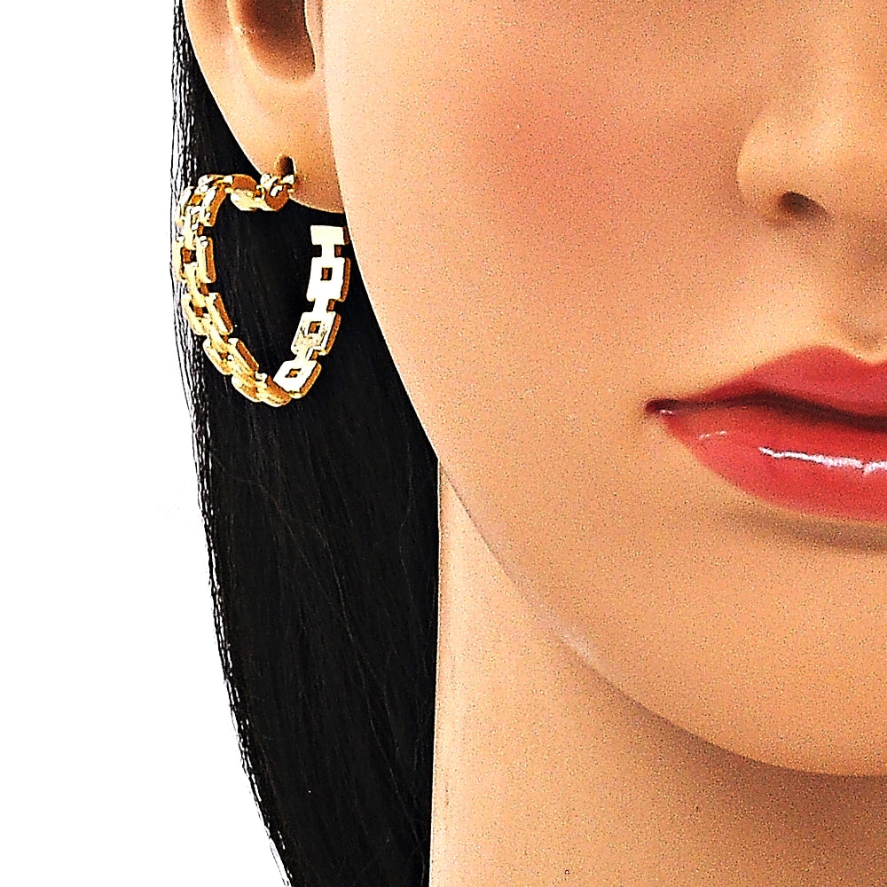 Oro Laminado Medium Hoop, Gold Filled Style Heart Design, Polished, Golden Finish