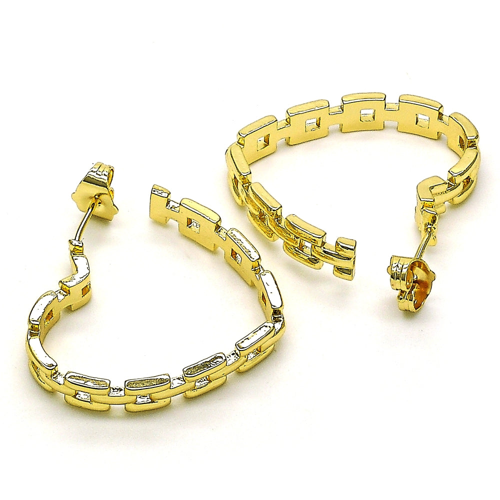 Oro Laminado Medium Hoop, Gold Filled Style Heart Design, Polished, Golden Finish