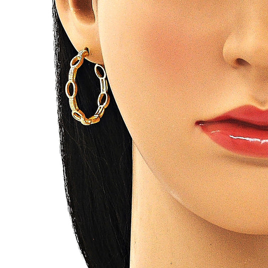 Oro Laminado Medium Hoop, Gold Filled Style Paperclip Design, Polished, Golden Finish