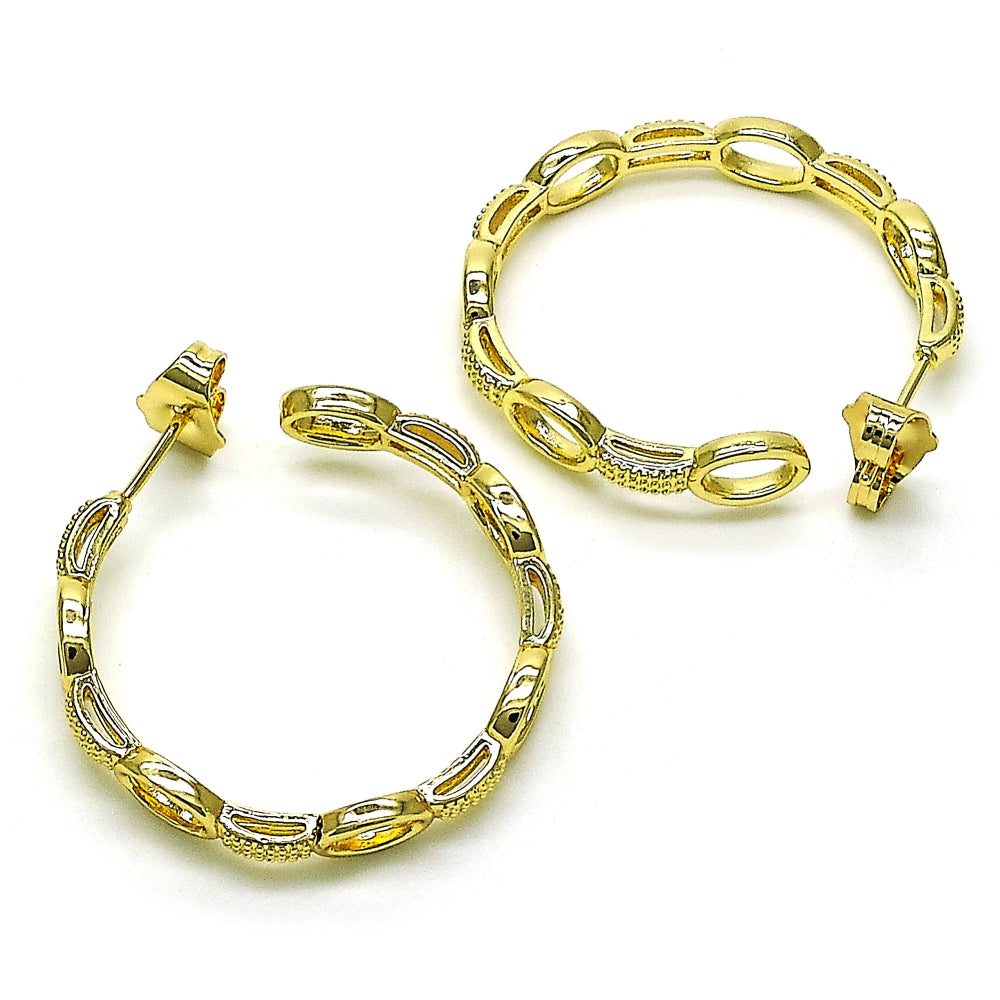 Oro Laminado Medium Hoop, Gold Filled Style Paperclip Design, Polished, Golden Finish