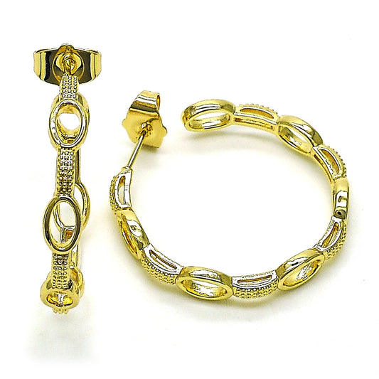 Oro Laminado Medium Hoop, Gold Filled Style Paperclip Design, Polished, Golden Finish