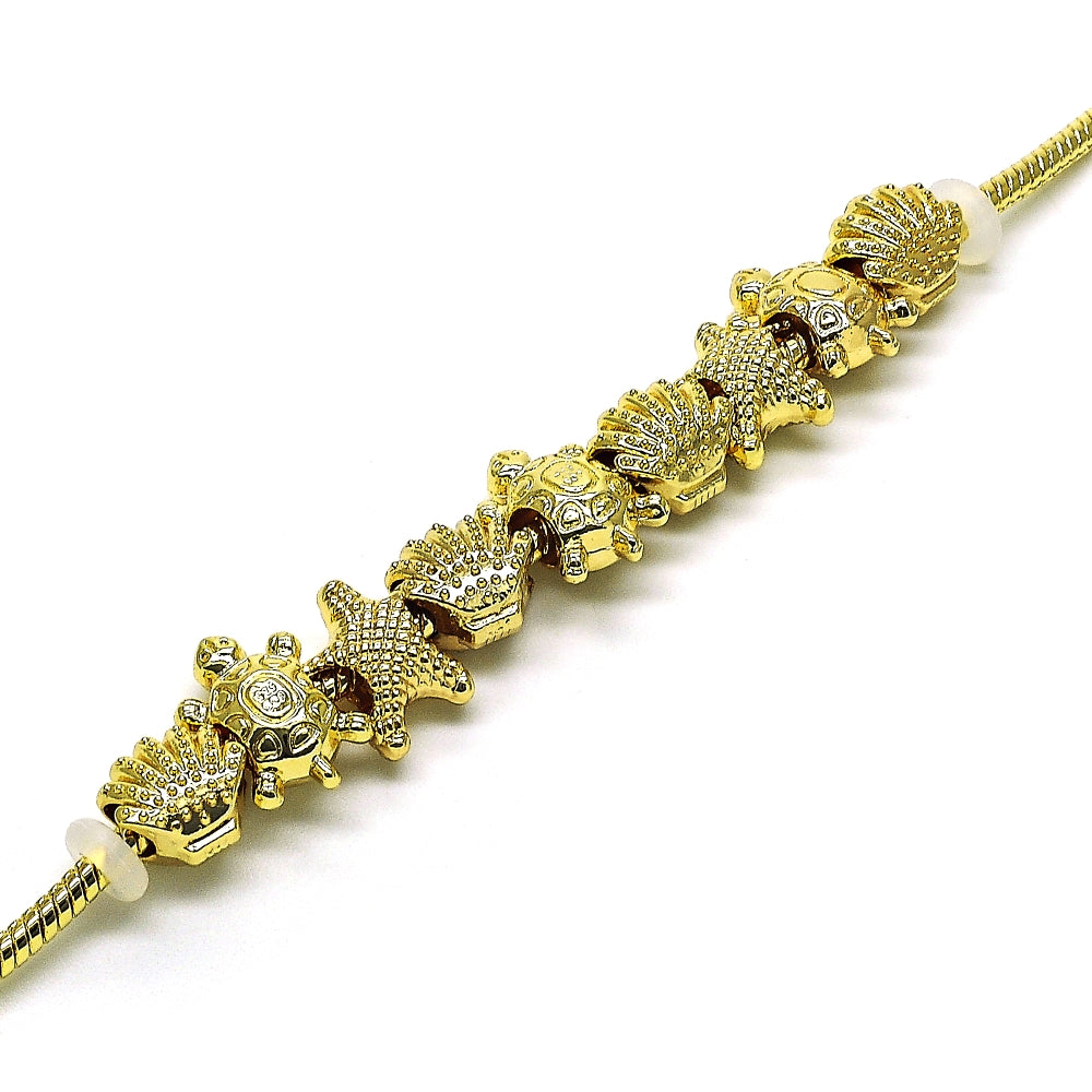 Oro Laminado Fancy Bracelet, Gold Filled Style Turtle and Shell Design, Polished, Golden Finish