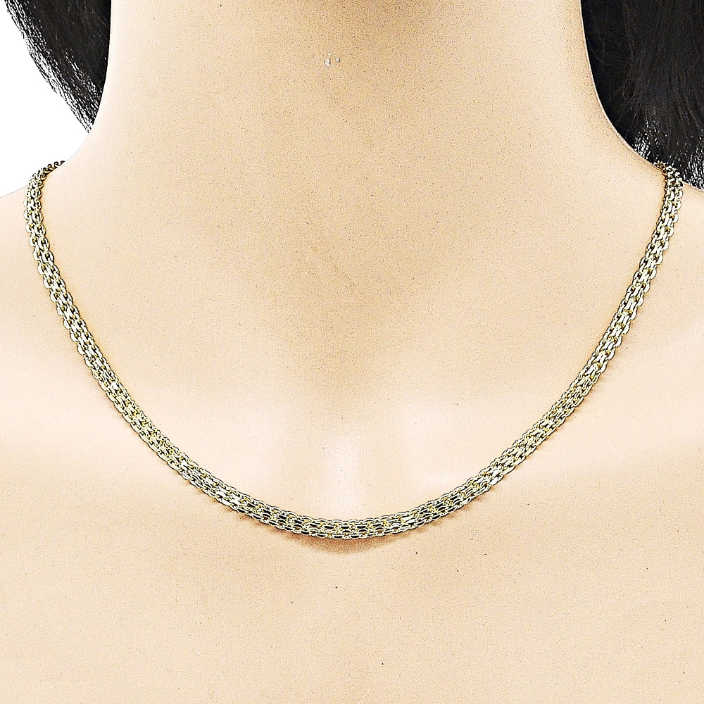 Oro Laminado Basic Necklace, Gold Filled Style Bismark Design, Polished, Golden Finish