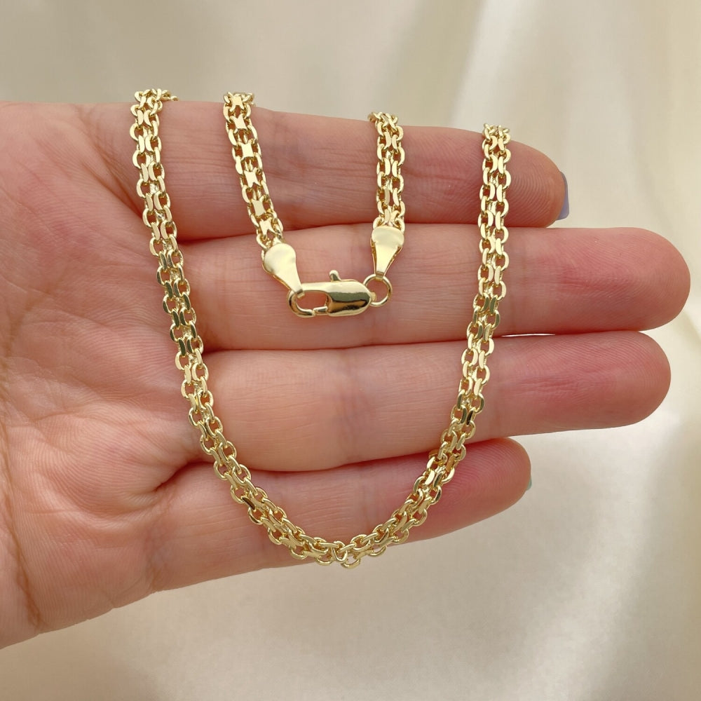 Oro Laminado Basic Necklace, Gold Filled Style Bismark Design, Polished, Golden Finish