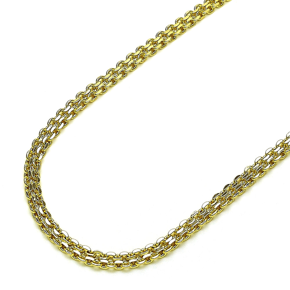 Oro Laminado Basic Necklace, Gold Filled Style Bismark Design, Polished, Golden Finish