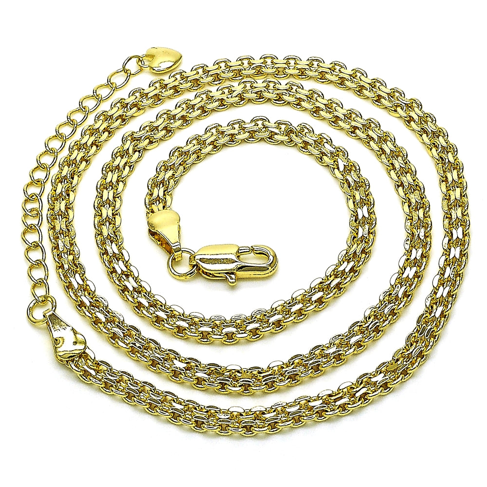 Oro Laminado Basic Necklace, Gold Filled Style Bismark Design, Polished, Golden Finish