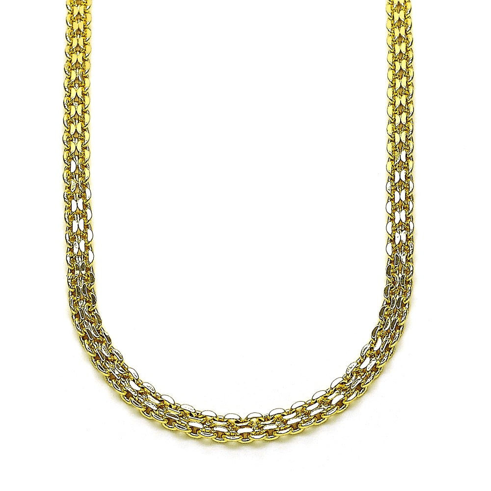 Oro Laminado Basic Necklace, Gold Filled Style Bismark Design, Polished, Golden Finish