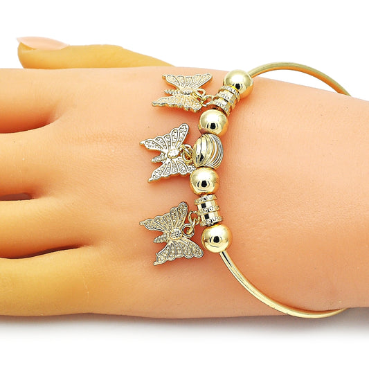 Oro Laminado Individual Bangle, Gold Filled Style Butterfly Design, Polished, Golden Finish