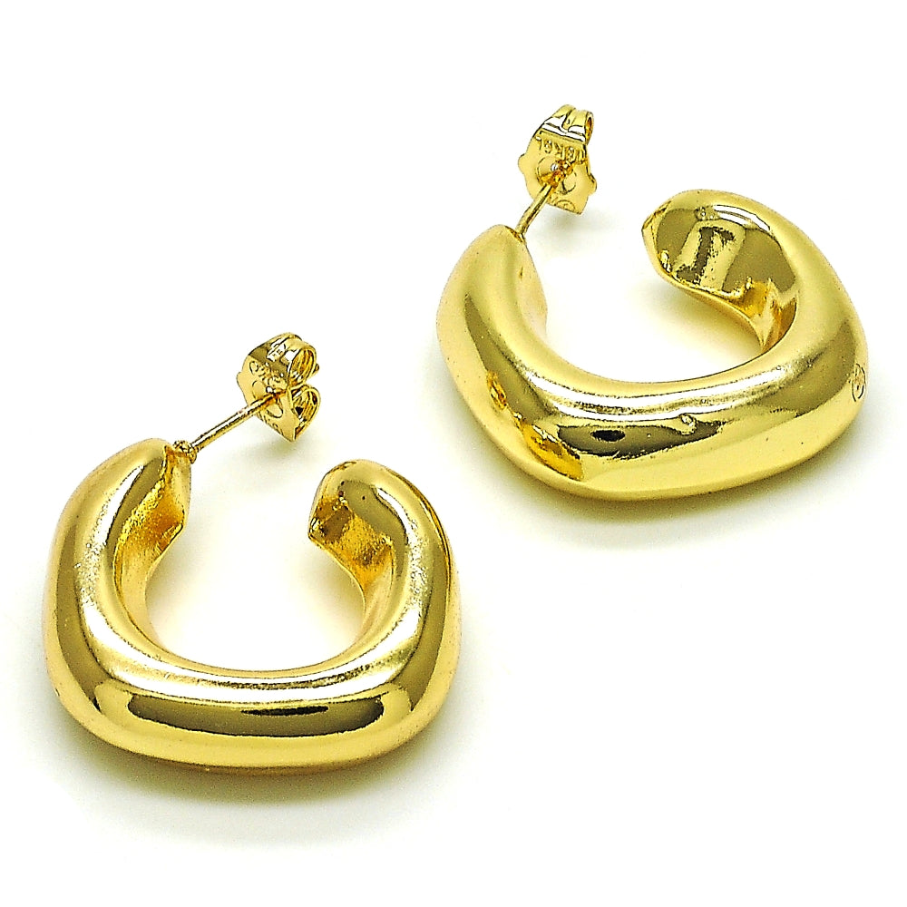 Oro Laminado Stud Earring, Gold Filled Style Hollow Design, Polished, Golden Finish