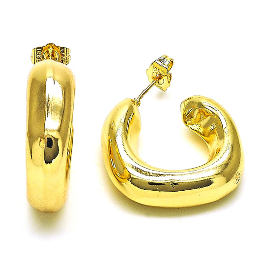 Oro Laminado Stud Earring, Gold Filled Style Hollow Design, Polished, Golden Finish