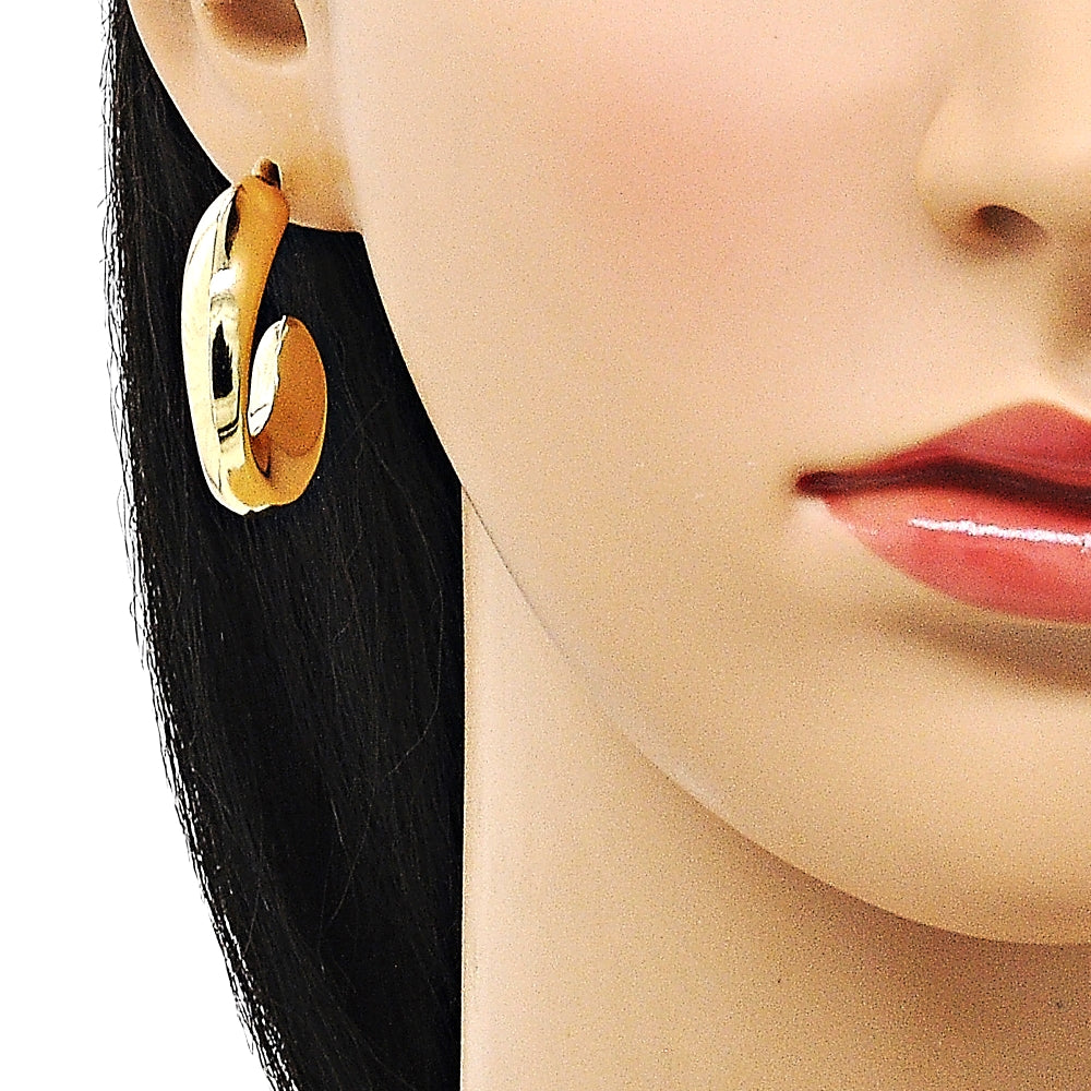 Oro Laminado Stud Earring, Gold Filled Style Hollow Design, Polished, Golden Finish