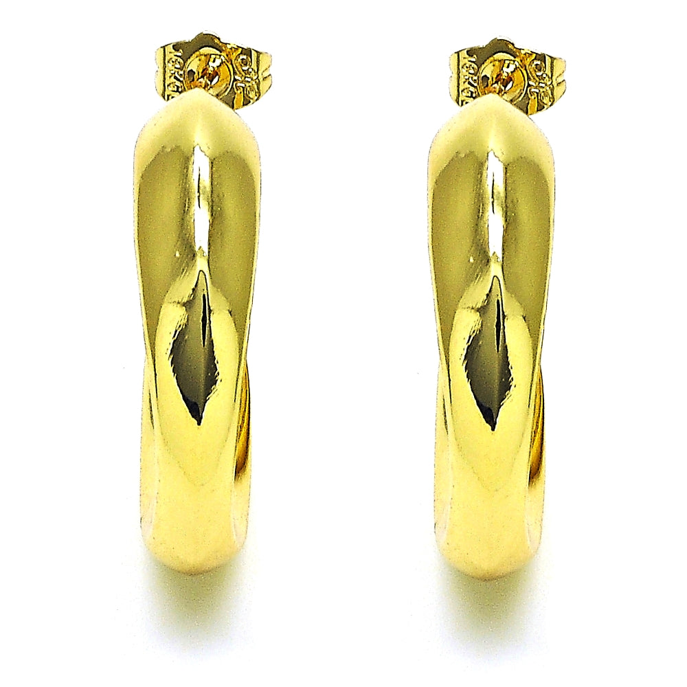 Oro Laminado Stud Earring, Gold Filled Style Hollow Design, Polished, Golden Finish
