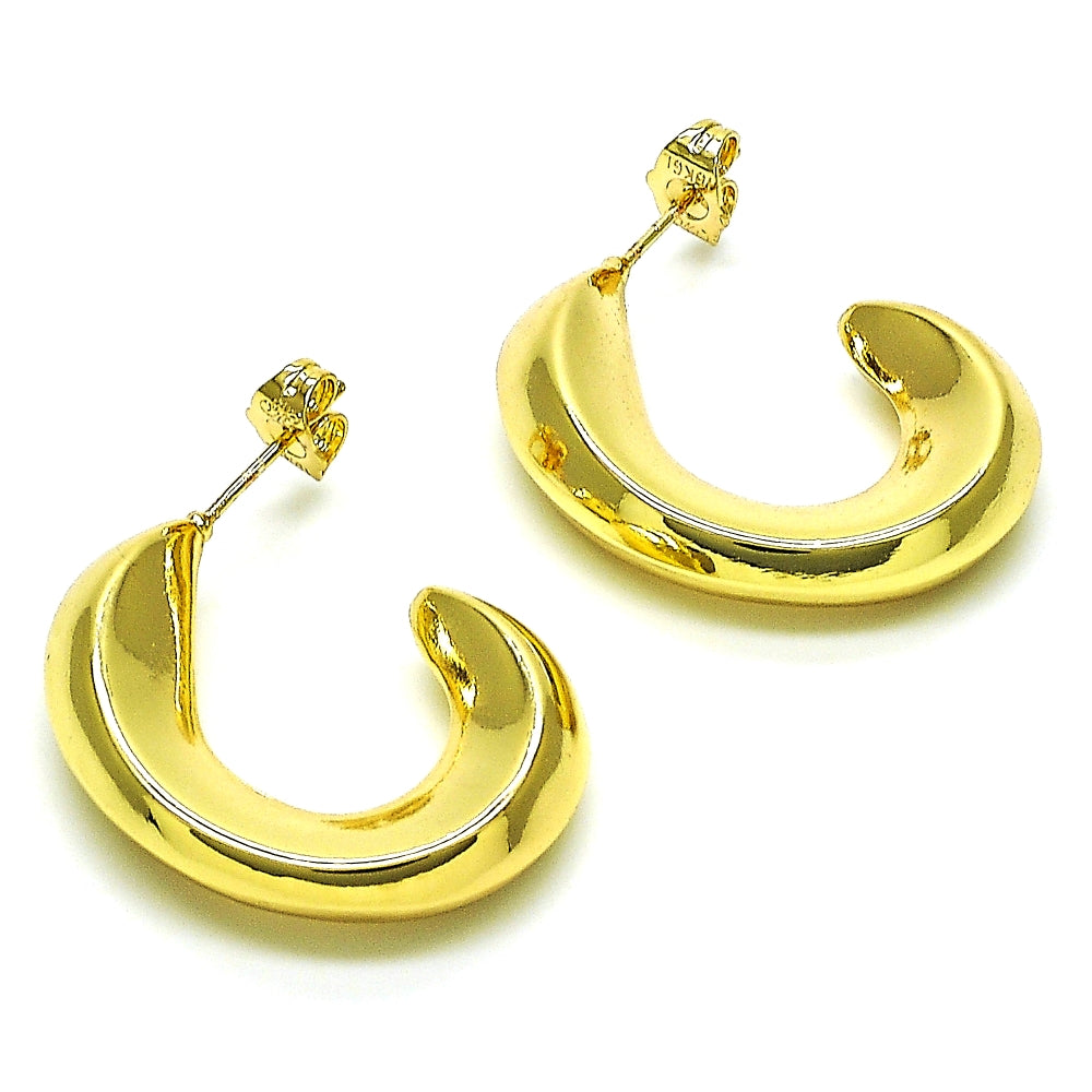 Oro Laminado Stud Earring, Gold Filled Style Hollow Design, Polished, Golden Finish