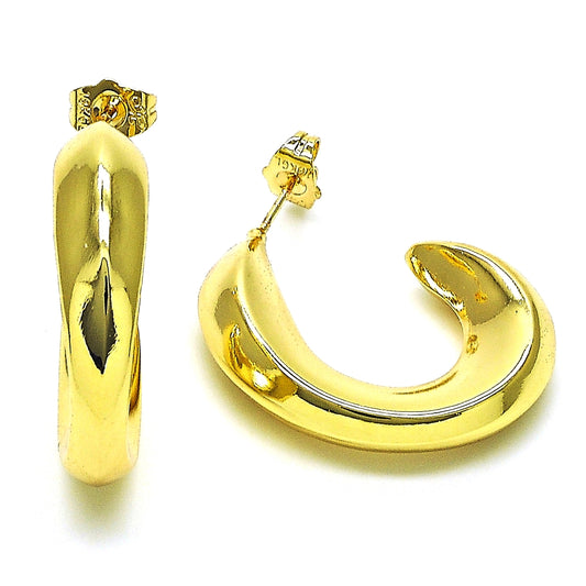 Oro Laminado Stud Earring, Gold Filled Style Hollow Design, Polished, Golden Finish