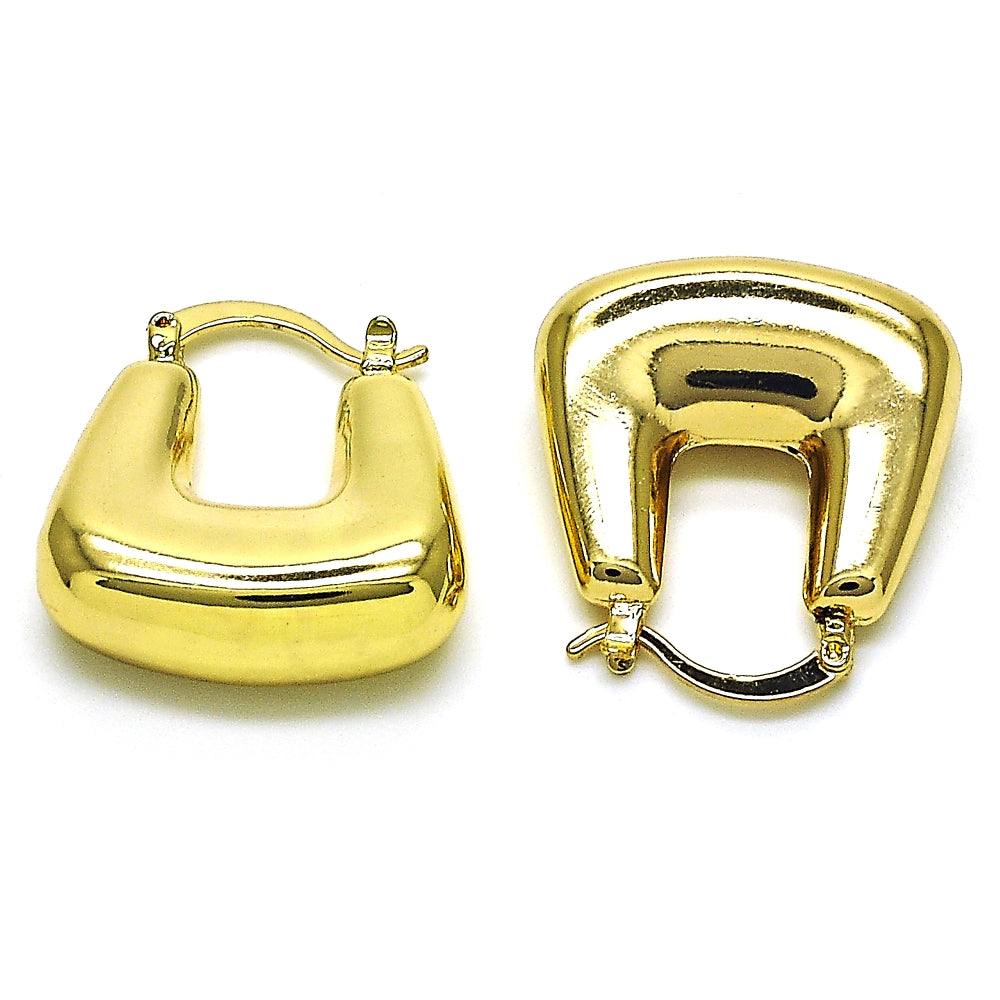 Oro Laminado Small Hoop, Gold Filled Style Hollow Design, Polished, Golden Finish
