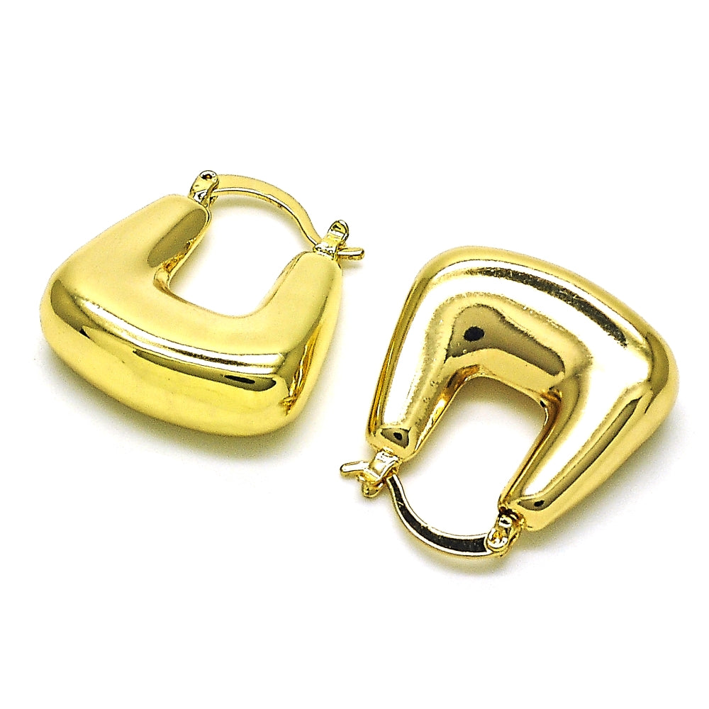 Oro Laminado Small Hoop, Gold Filled Style Hollow Design, Polished, Golden Finish