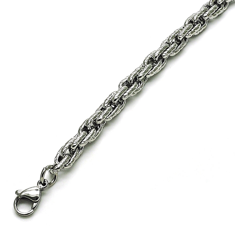 Stainless Steel Basic Bracelet, Rope Design, Diamond Cutting Finish, Raw