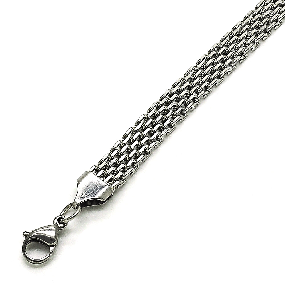 Stainless Steel Basic Bracelet, Bismark Design, Polished, Raw