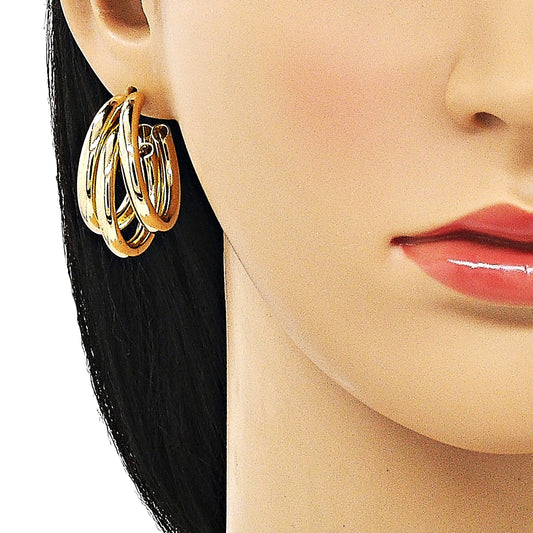 Oro Laminado Medium Hoop, Gold Filled Style Hollow Design, Polished, Golden Finish