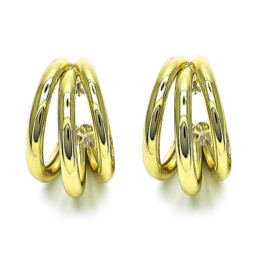 Oro Laminado Medium Hoop, Gold Filled Style Hollow Design, Polished, Golden Finish