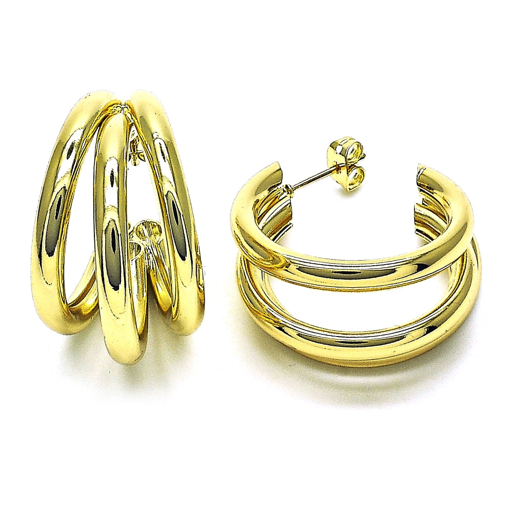 Oro Laminado Medium Hoop, Gold Filled Style Hollow Design, Polished, Golden Finish