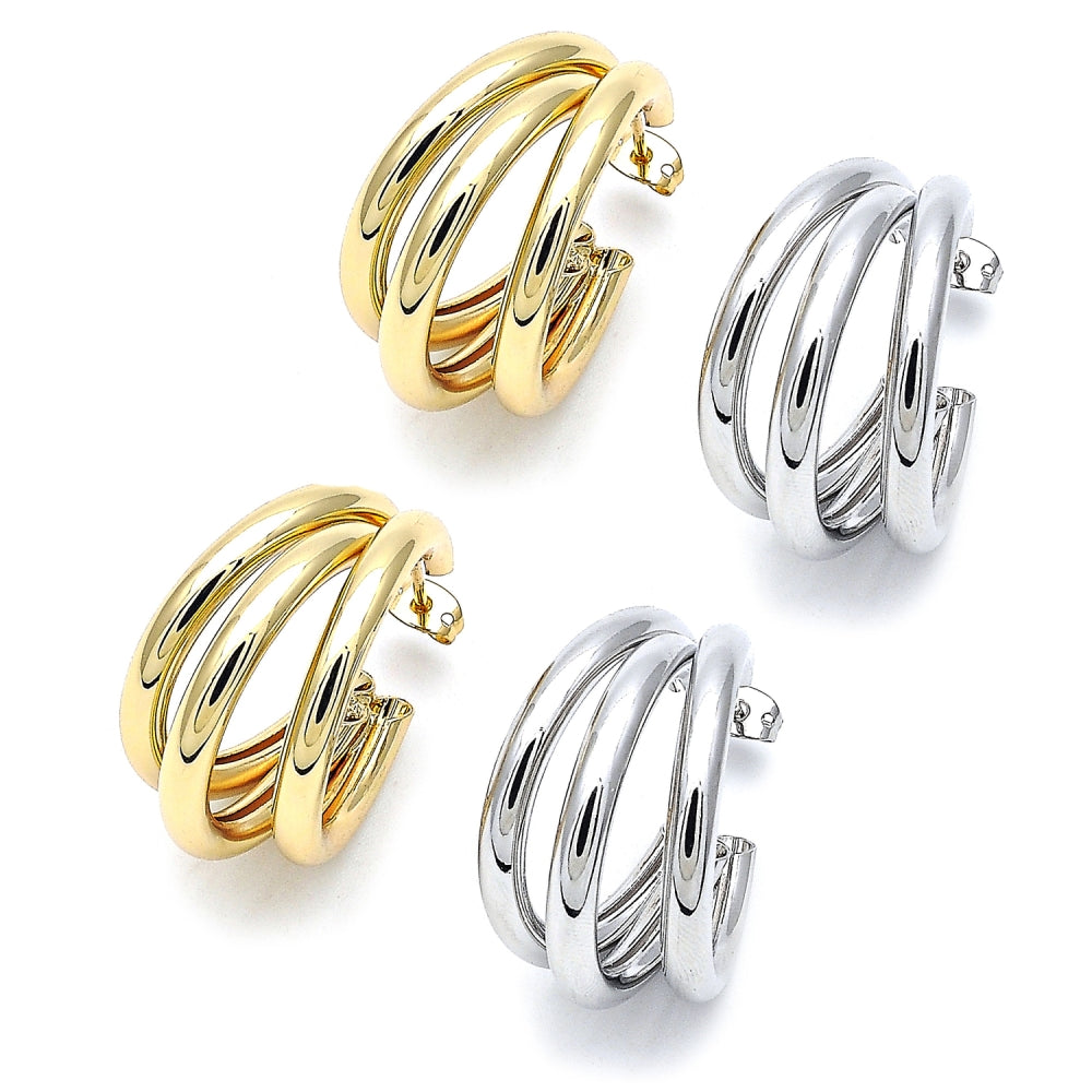 Oro Laminado Medium Hoop, Gold Filled Style Hollow Design, Polished, Golden Finish
