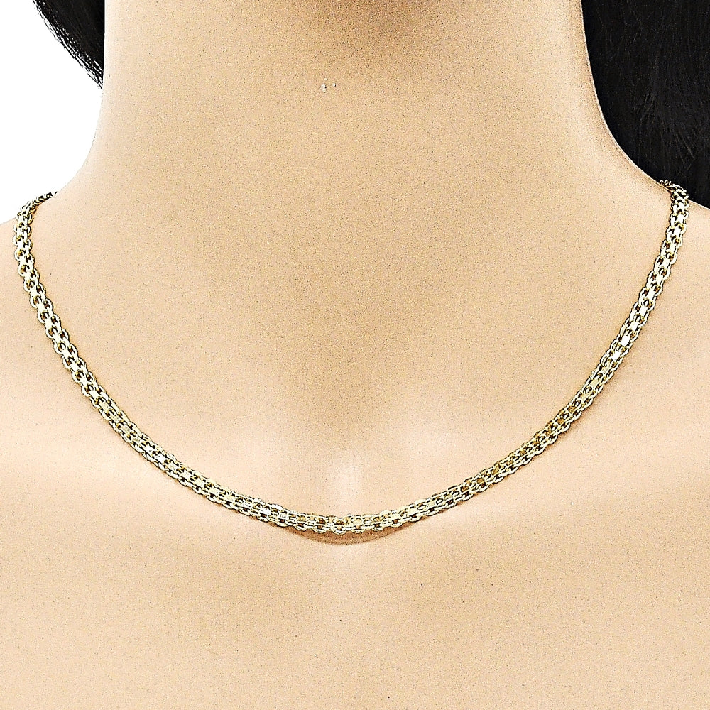 Oro Laminado Basic Necklace, Gold Filled Style Bismark Design, Polished, Golden Finish