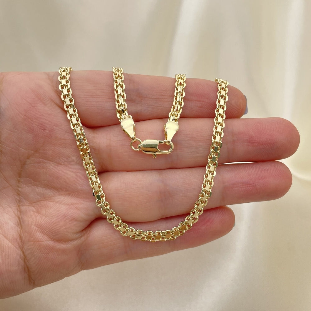 Oro Laminado Basic Necklace, Gold Filled Style Bismark Design, Polished, Golden Finish