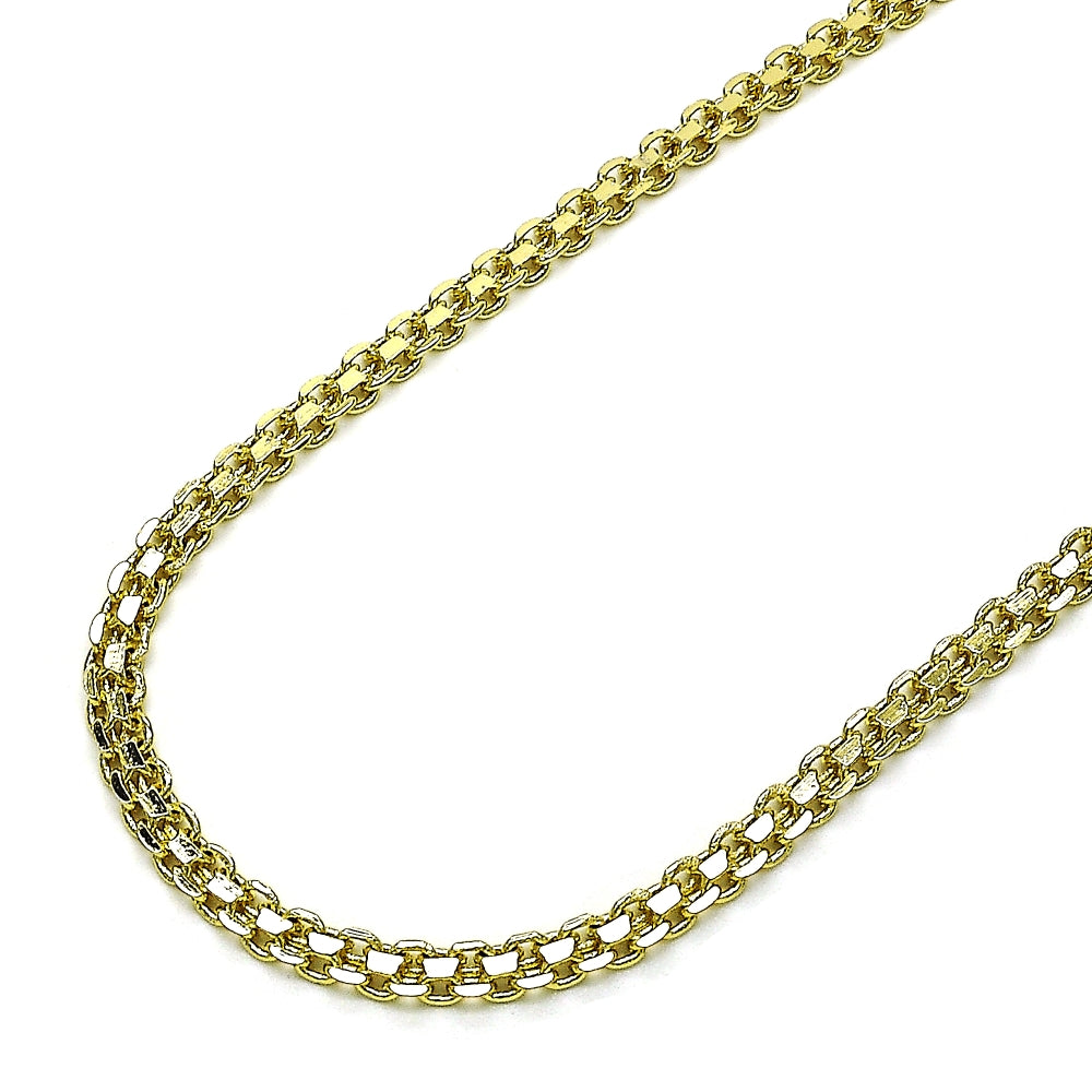 Oro Laminado Basic Necklace, Gold Filled Style Bismark Design, Polished, Golden Finish