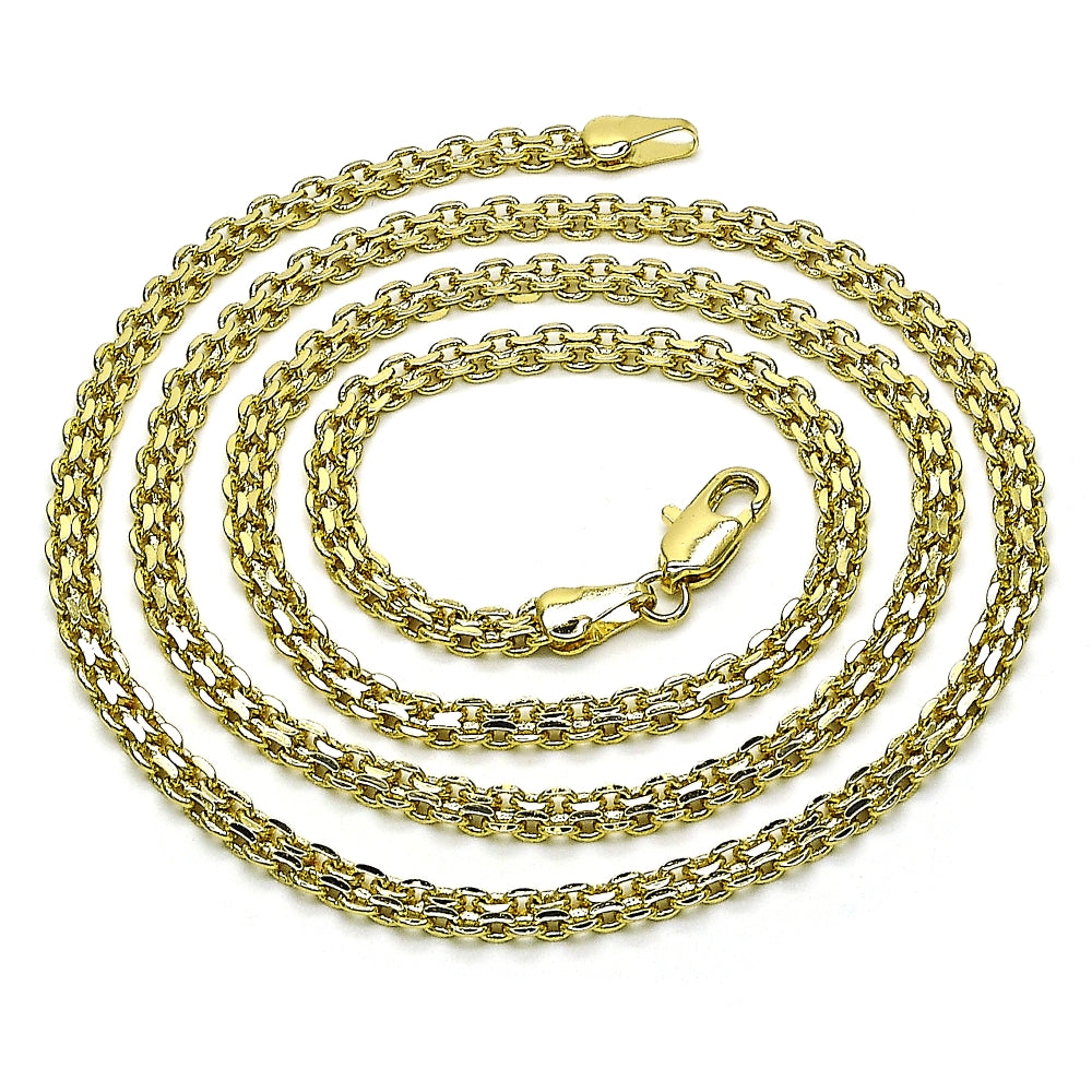 Oro Laminado Basic Necklace, Gold Filled Style Bismark Design, Polished, Golden Finish