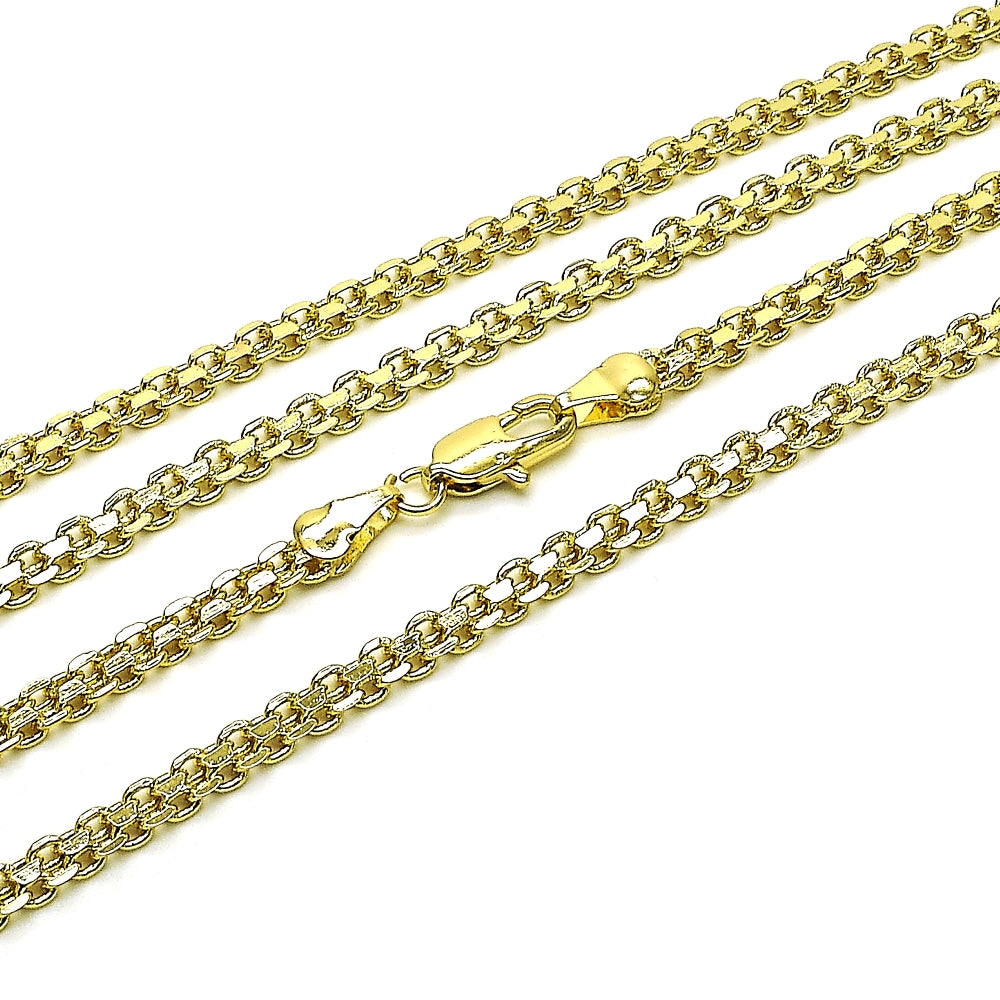 Oro Laminado Basic Necklace, Gold Filled Style Bismark Design, Polished, Golden Finish