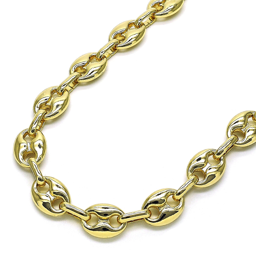 Oro Laminado Fancy Necklace, Gold Filled Style Puff Mariner Design, Polished, Golden Finish