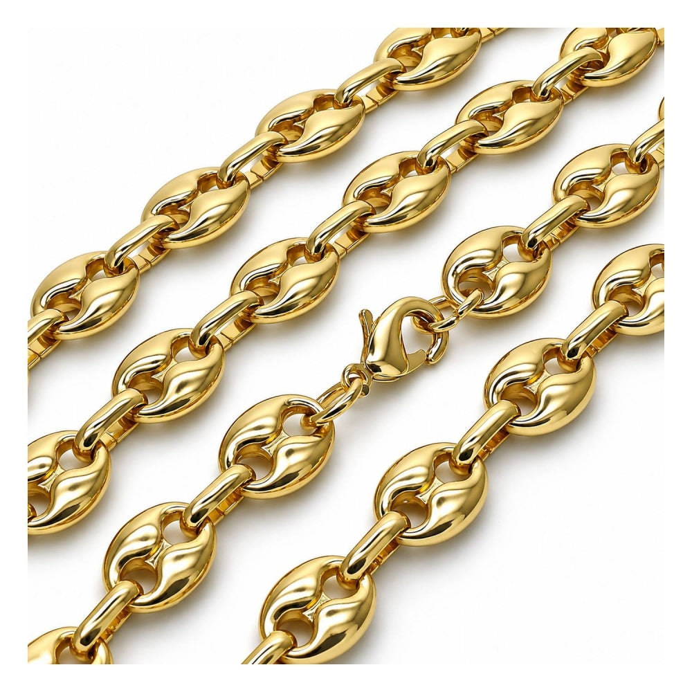 Oro Laminado Fancy Necklace, Gold Filled Style Puff Mariner Design, Polished, Golden Finish