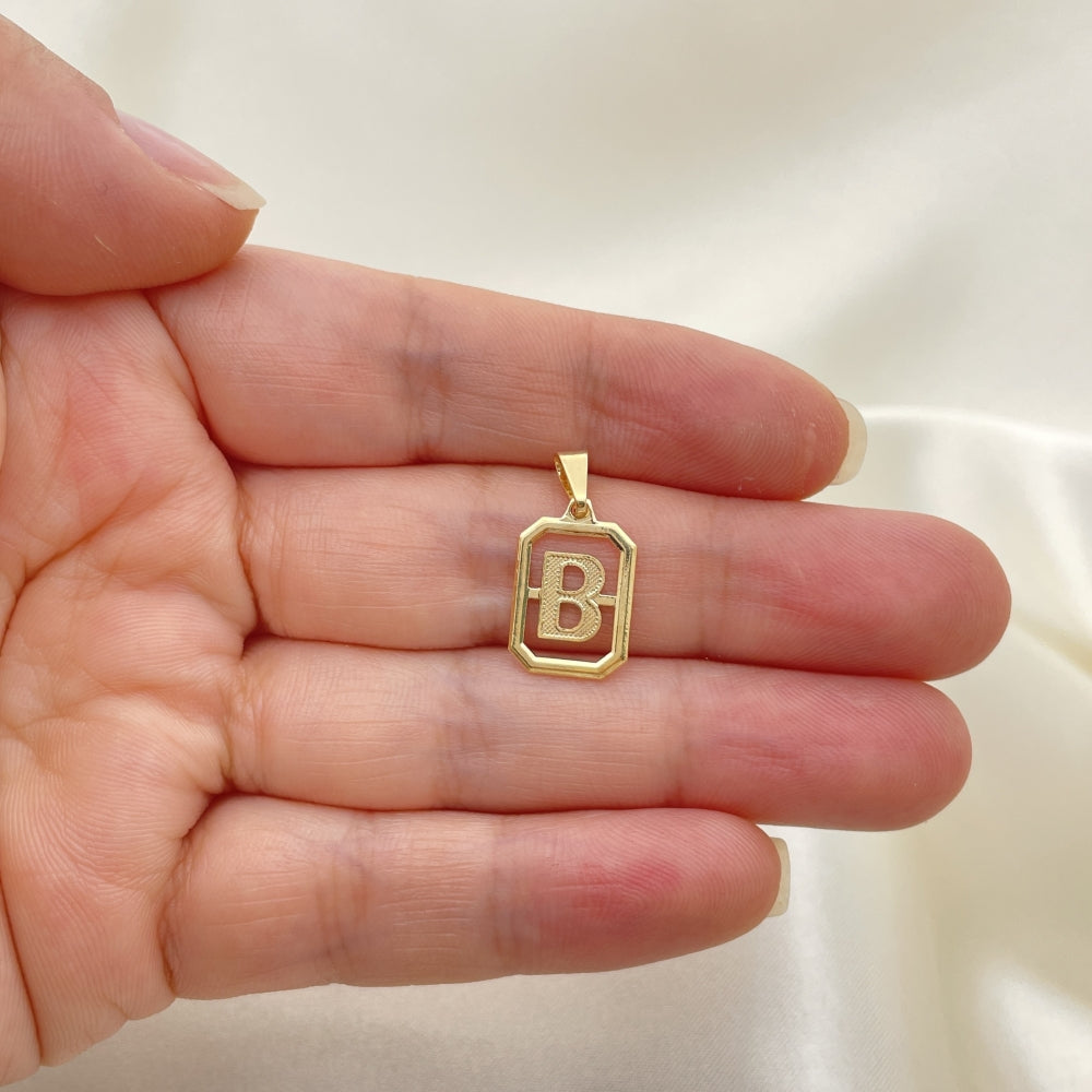 Oro Laminado Fancy Pendant, Gold Filled Style Initials Design, Polished, Golden Finish
