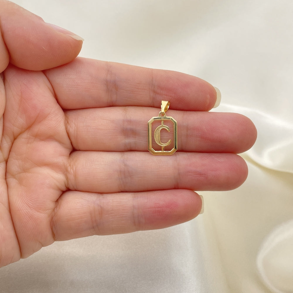 Oro Laminado Fancy Pendant, Gold Filled Style Initials Design, Polished, Golden Finish
