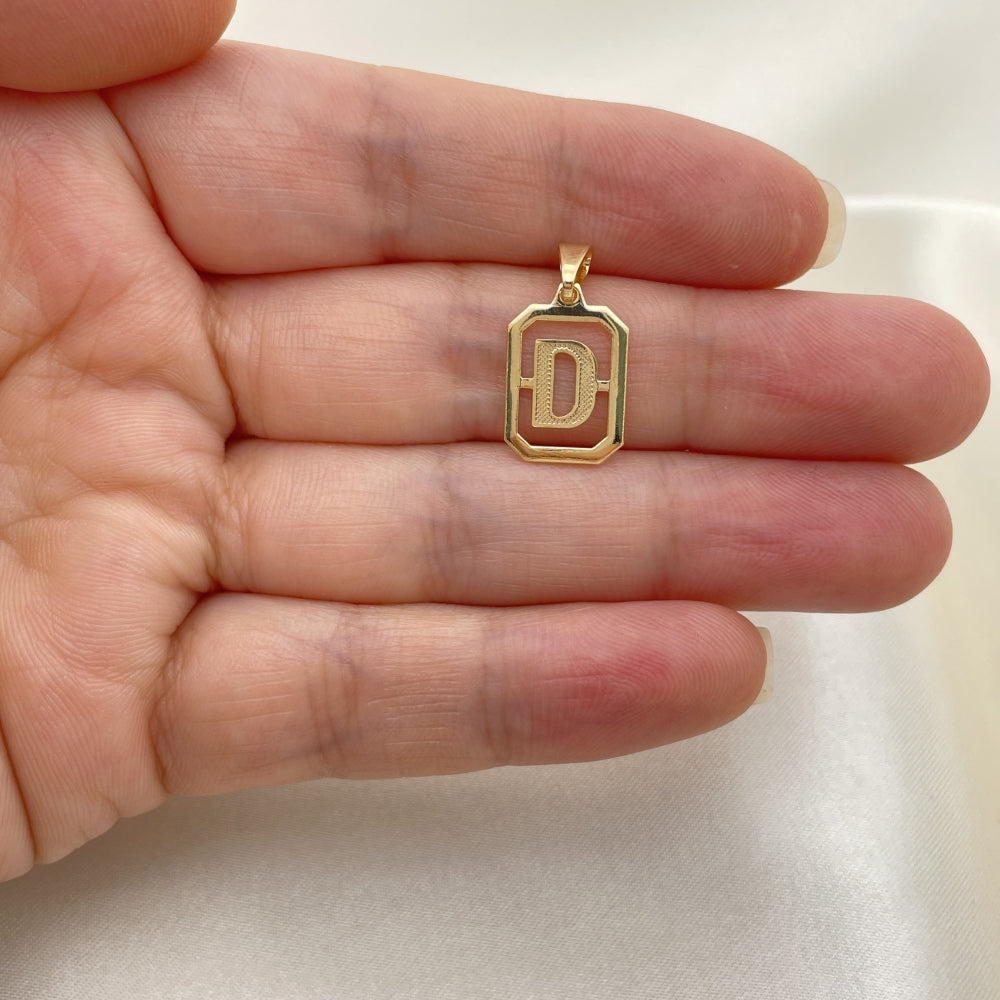 Oro Laminado Fancy Pendant, Gold Filled Style Initials Design, Polished, Golden Finish