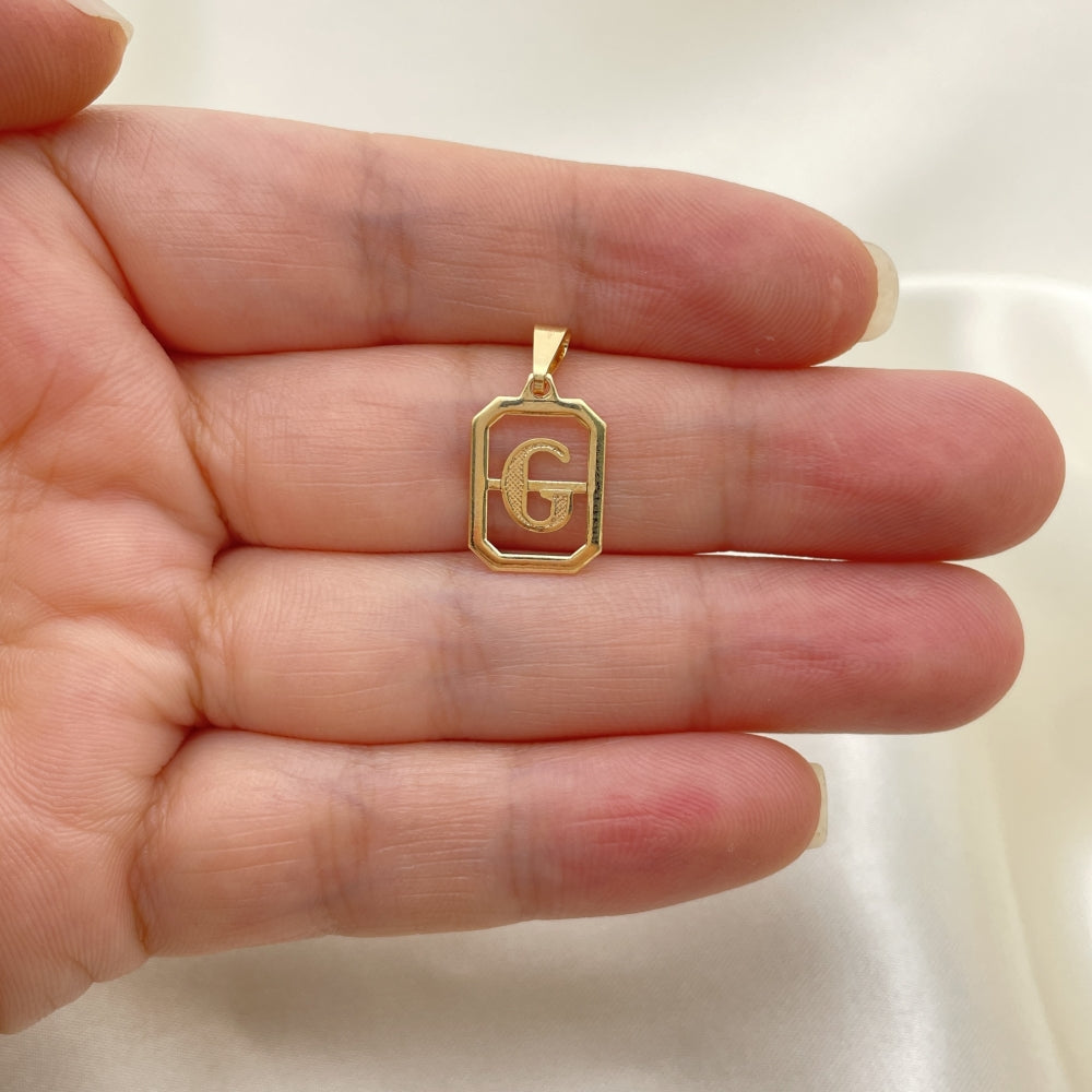 Oro Laminado Fancy Pendant, Gold Filled Style Initials Design, Polished, Golden Finish