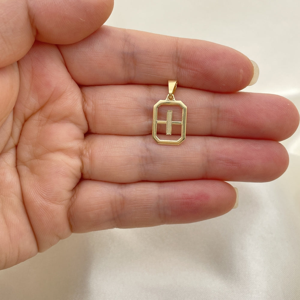 Oro Laminado Fancy Pendant, Gold Filled Style Initials Design, Polished, Golden Finish