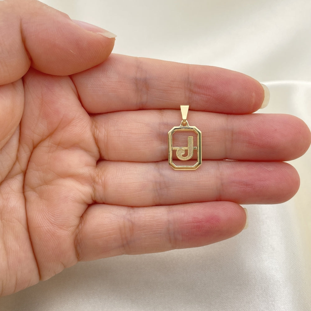 Oro Laminado Fancy Pendant, Gold Filled Style Initials Design, Polished, Golden Finish