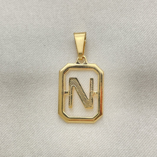 Oro Laminado Fancy Pendant, Gold Filled Style Initials Design, Polished, Golden Finish