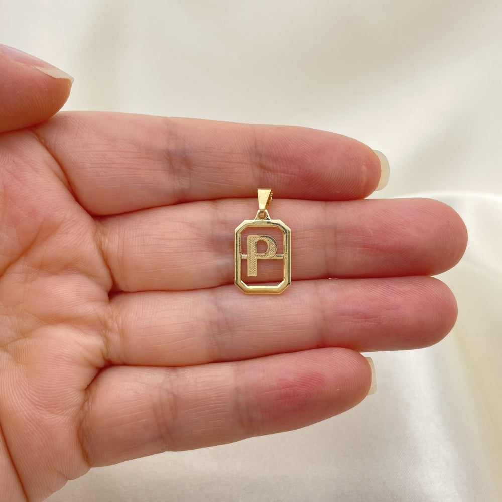 Oro Laminado Fancy Pendant, Gold Filled Style Initials Design, Polished, Golden Finish