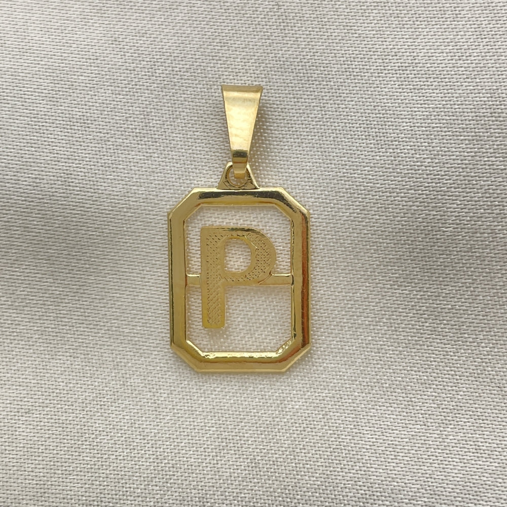Oro Laminado Fancy Pendant, Gold Filled Style Initials Design, Polished, Golden Finish