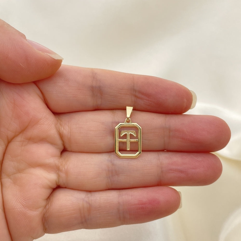Oro Laminado Fancy Pendant, Gold Filled Style Initials Design, Polished, Golden Finish