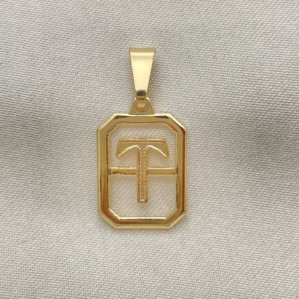 Oro Laminado Fancy Pendant, Gold Filled Style Initials Design, Polished, Golden Finish