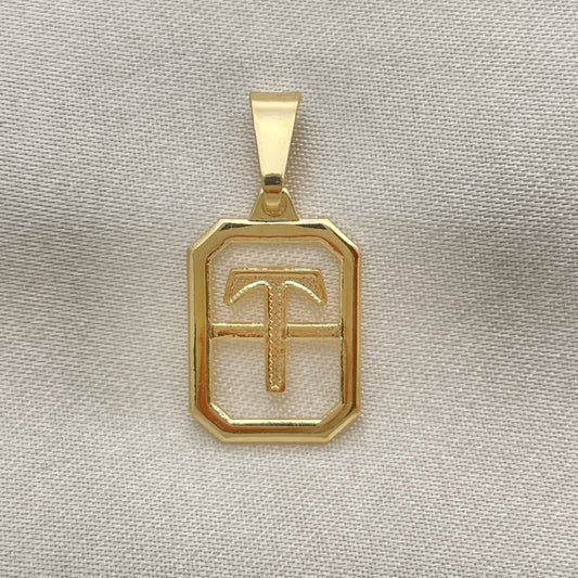 Oro Laminado Fancy Pendant, Gold Filled Style Initials Design, Polished, Golden Finish